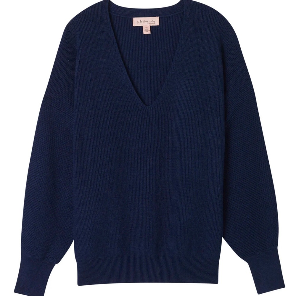 Philosophy Navy‎ Blue V-Neck Sweater